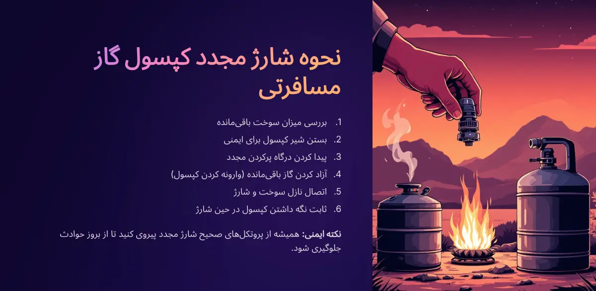 آموزش دقیق شارژ کپسول گاز کوهنوردی + ویدیو نکات و ترفندها نحوه شارژ مجدد کپسول گاز مسافرتی