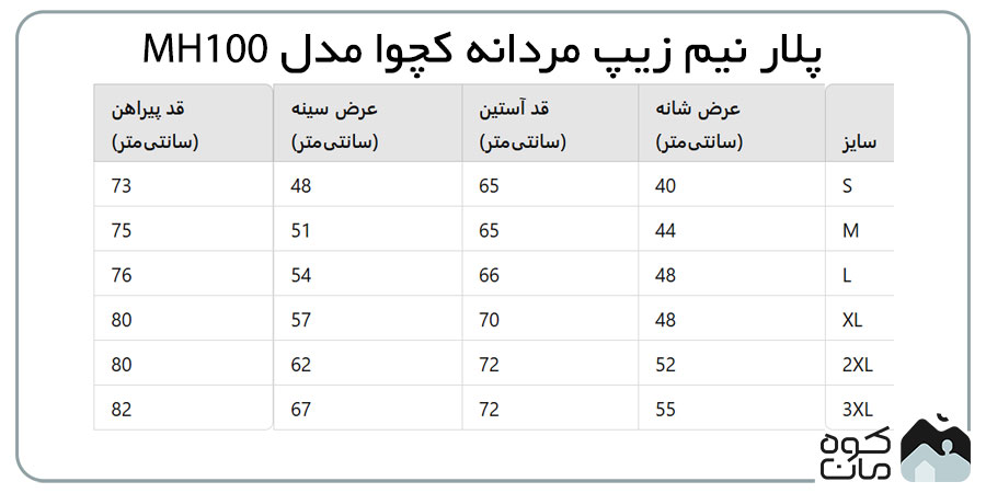 پلار نیم زیپ مردانه کچوا مدل MH100