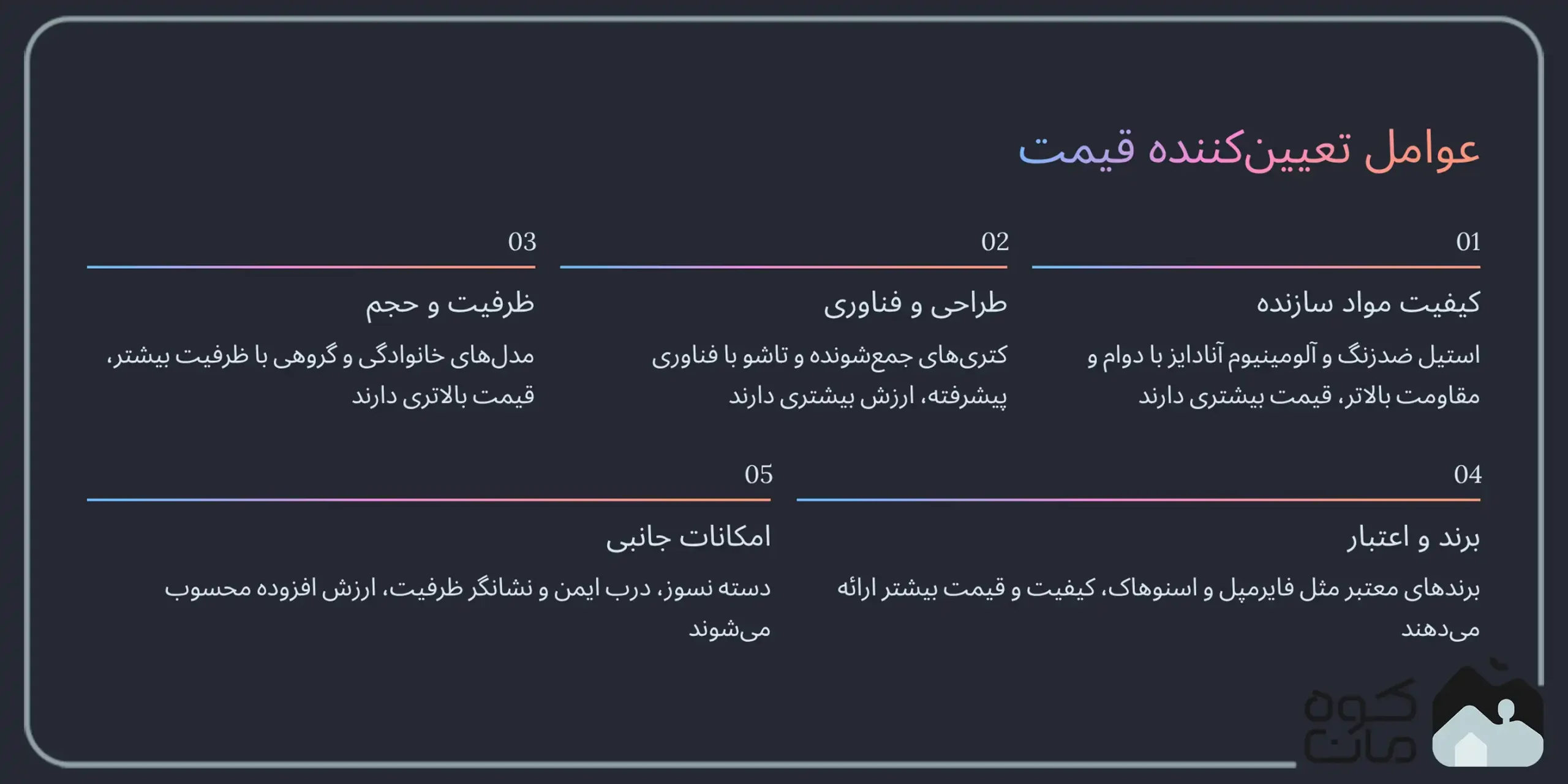 عوامل موثر بر قیمت کتری و قوری مسافرتی