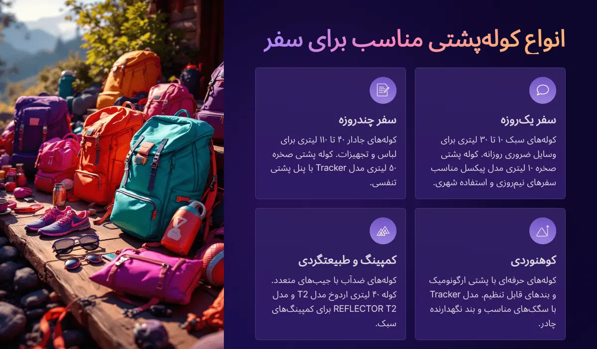 انواع کوله پشتی سفر 