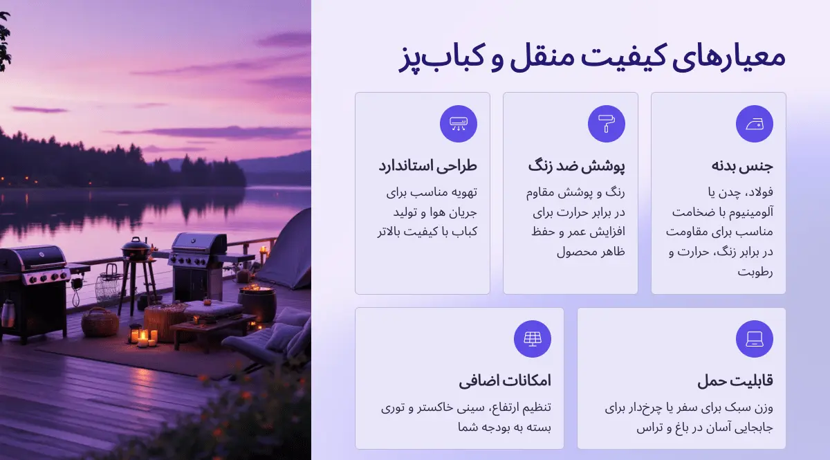 معیارهای کیفیت منقل و کباب پز